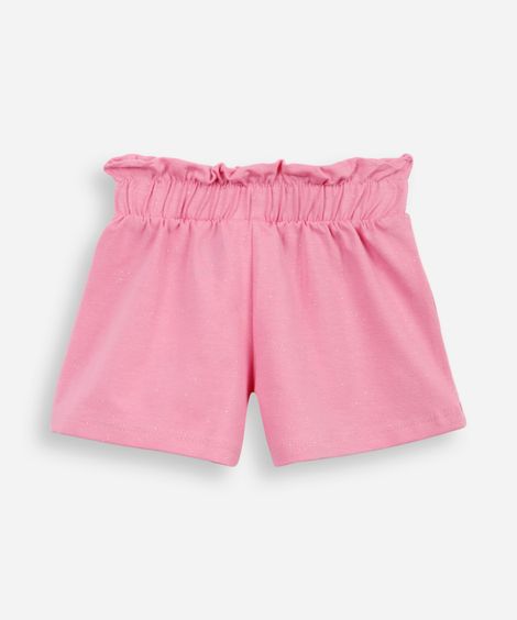 short clochard infantil com glitter rosa