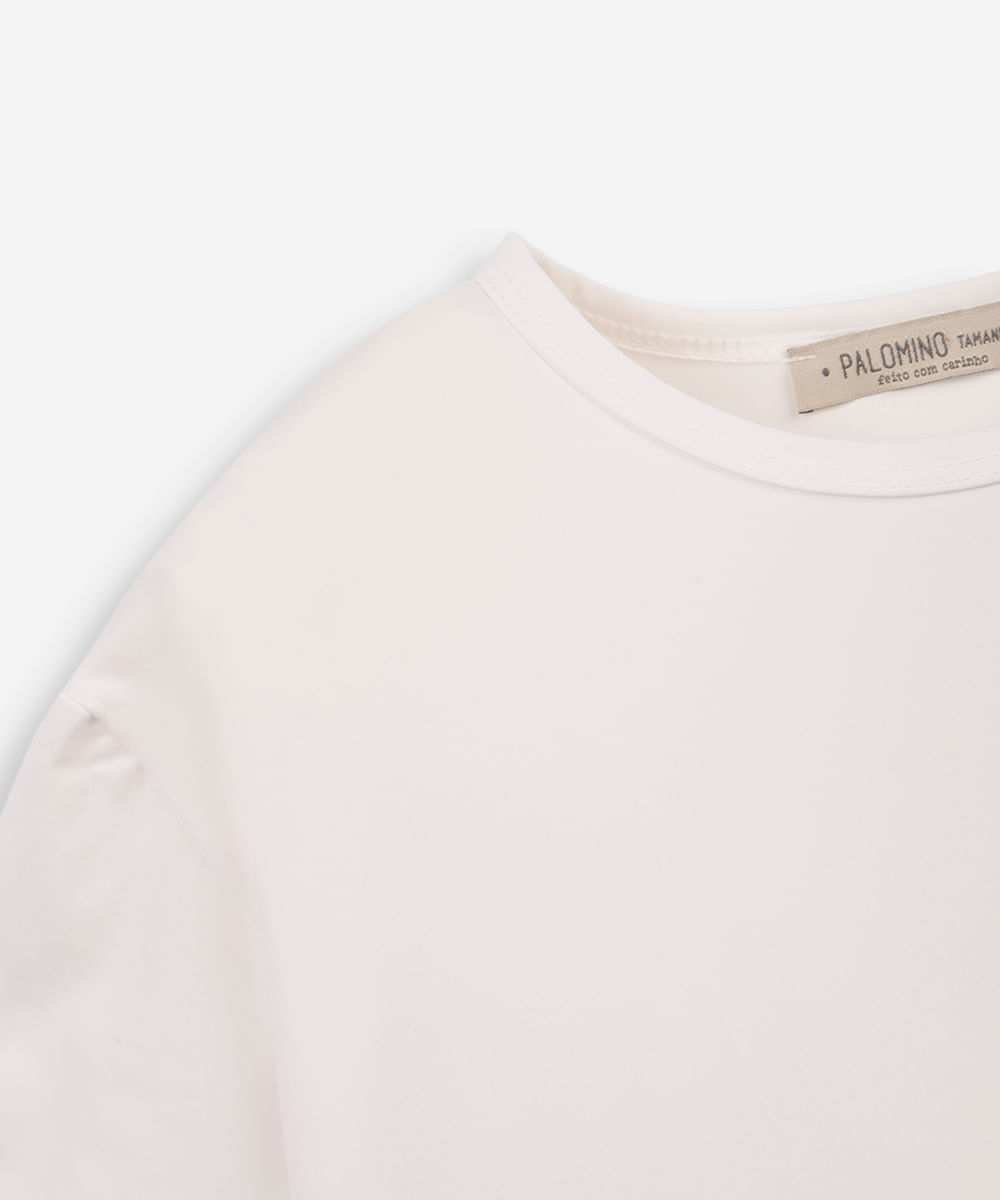 blusa infantil de poliamida manga curta off white