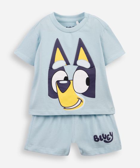 pijama infantil curto bluey interativo azul