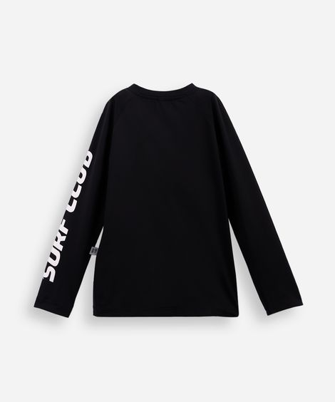 camiseta de praia infantil com zíper manga longa proteção uv preta