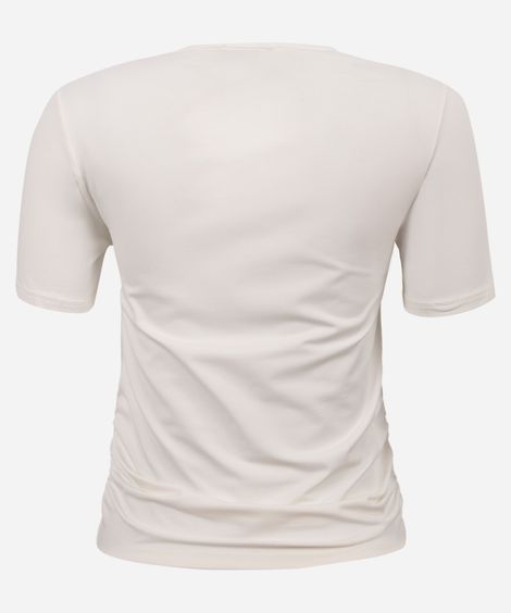 camiseta juvenil malha franzido lateral off white