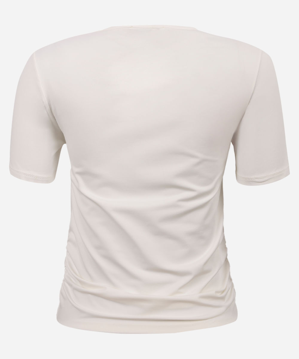 camiseta juvenil malha franzido lateral off white