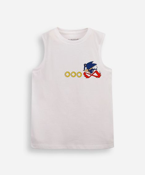 regata infantil de algodão sonic off white