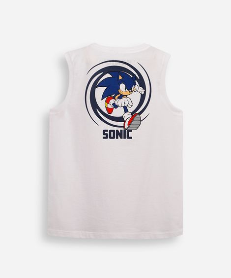 regata infantil de algodão sonic off white