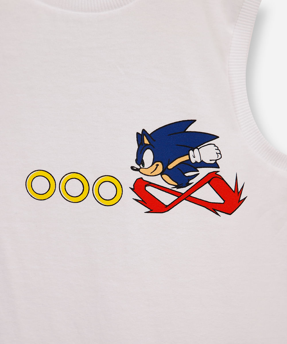 regata infantil de algodão sonic off white