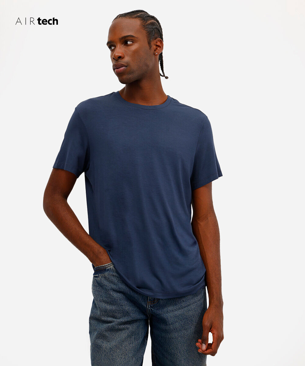 camiseta comfort masculina manga curta AIRtech azul