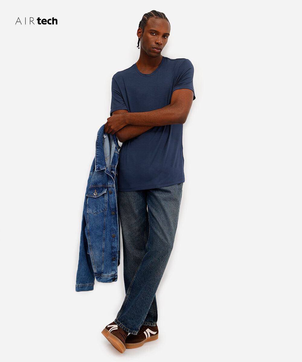 camiseta comfort masculina manga curta AIRtech azul
