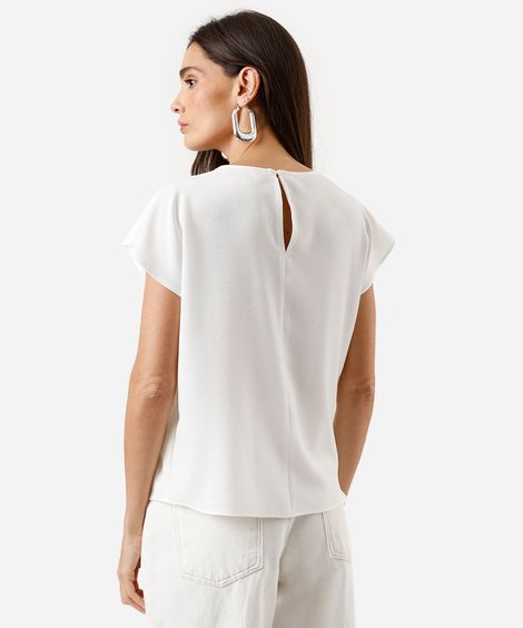 blusa feminina com pregas com fivela orgânica off white
