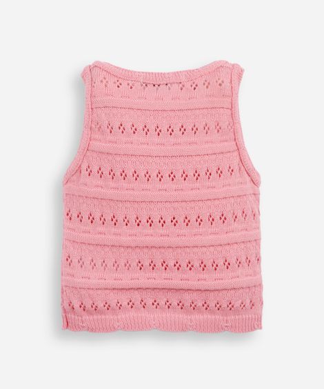 regata infantil de tricot com laços rosa