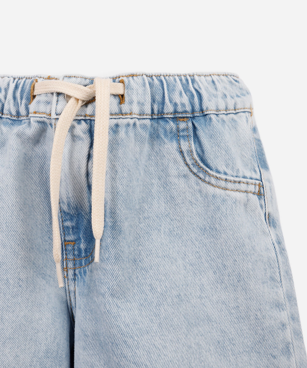 calça wide leg infantil jeans cós elástico azul