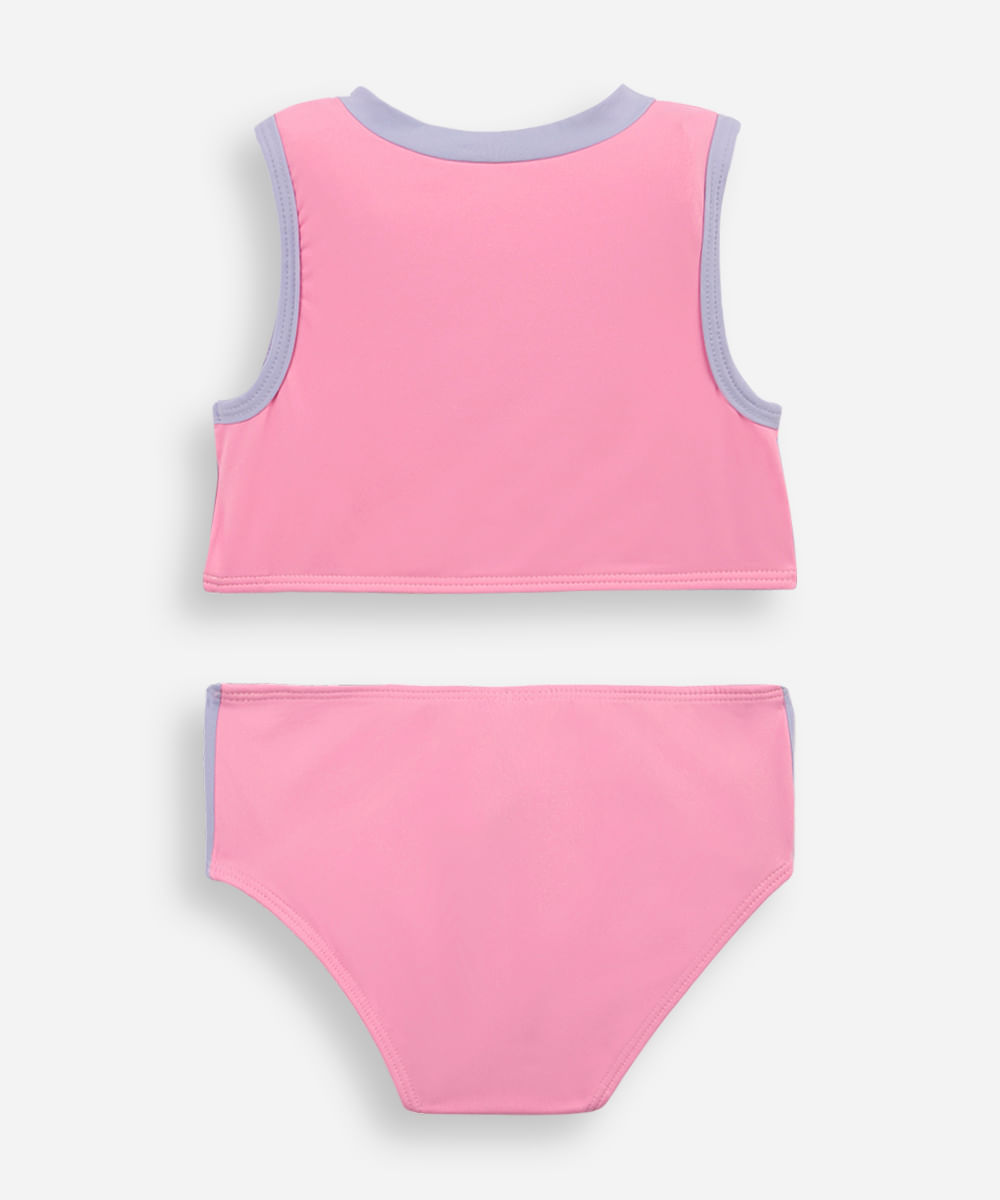 biquini infantil zíper recortes rosa