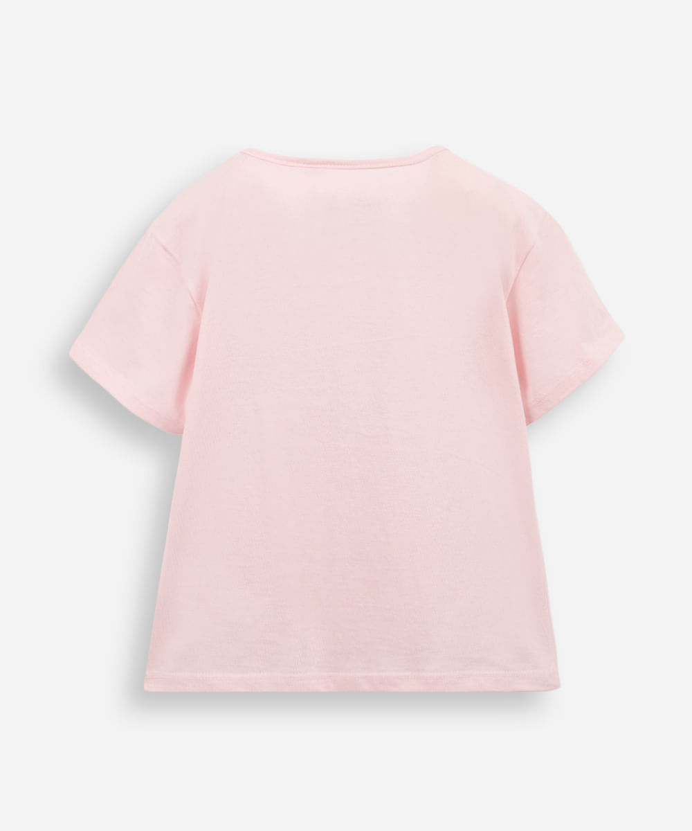 camiseta infantil de algodão my melody hello kitty com bolsa rosa