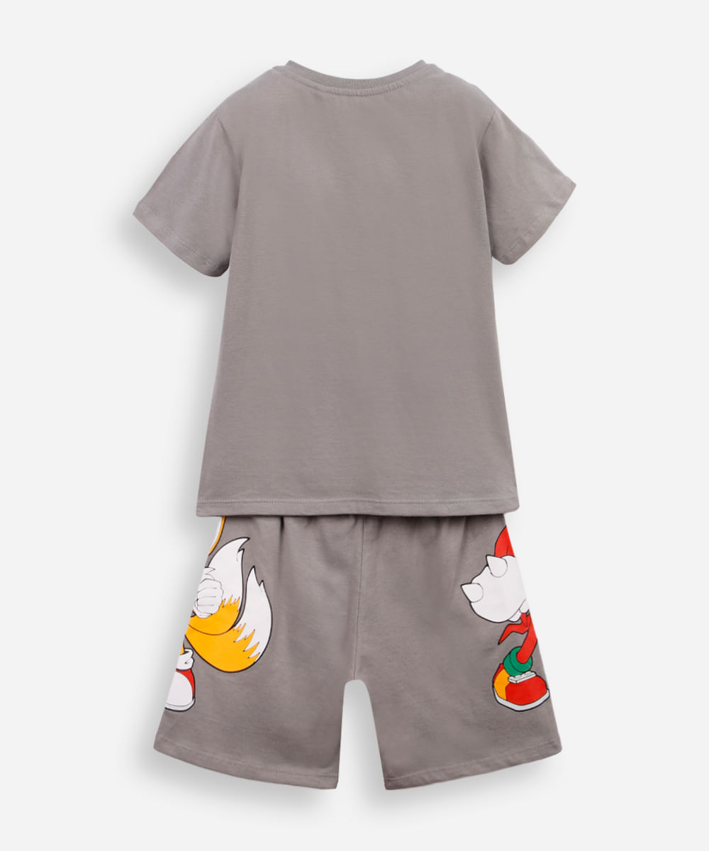 pijama infantil de algodão sonic cinza
