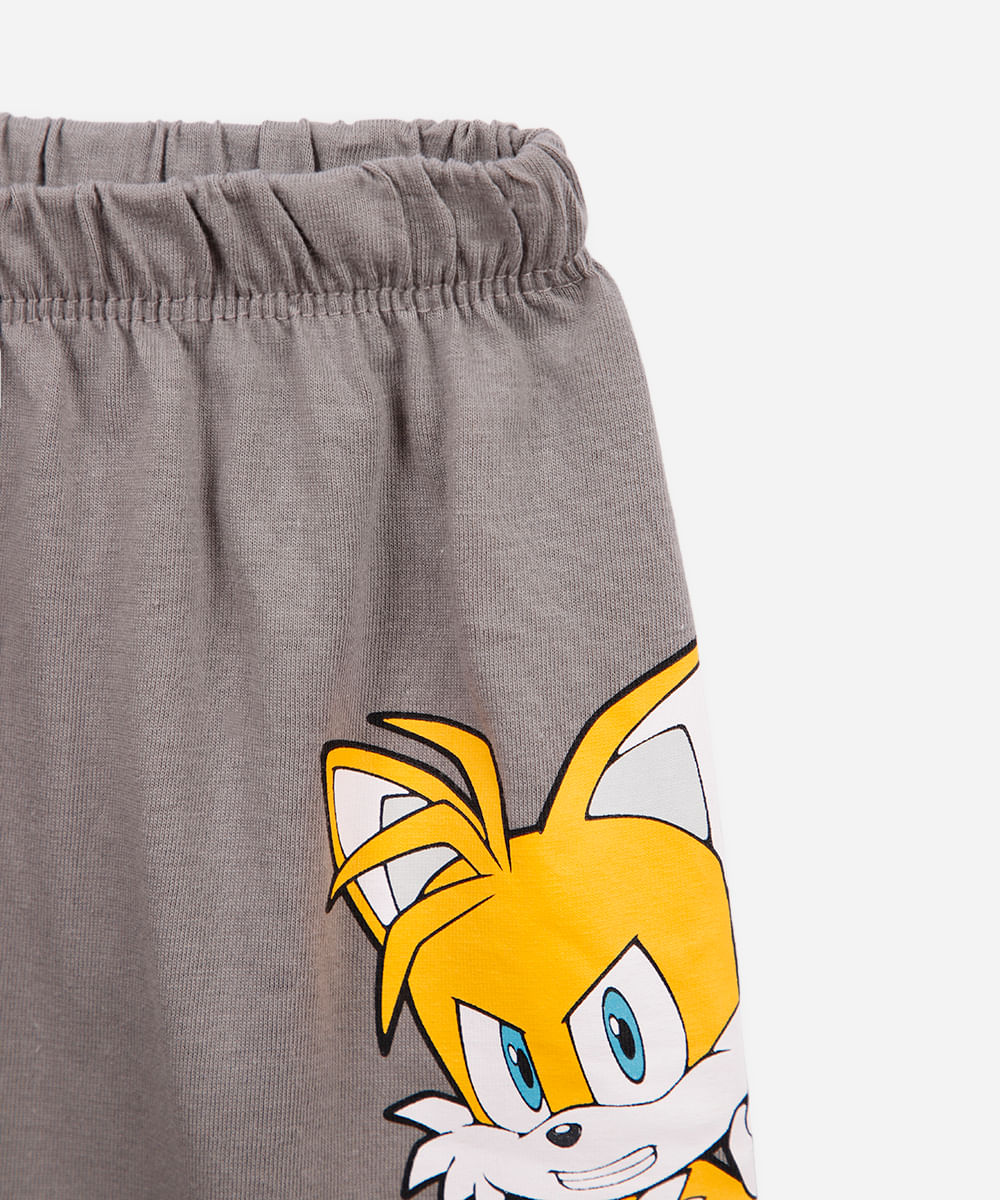 pijama infantil de algodão sonic cinza