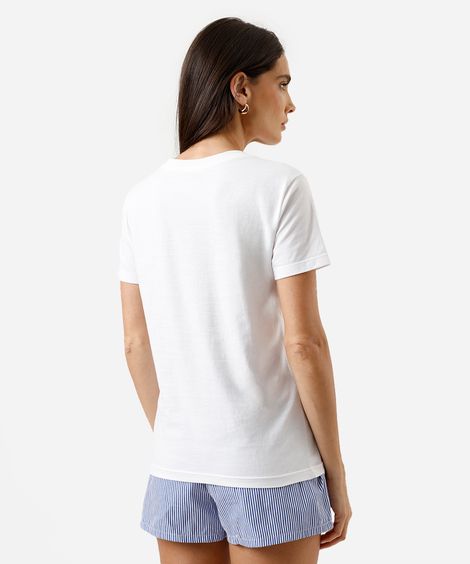 camiseta feminina de algodão estampada off white