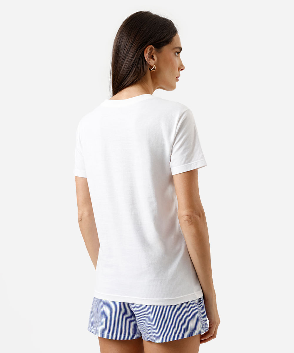 camiseta feminina de algodão estampada off white