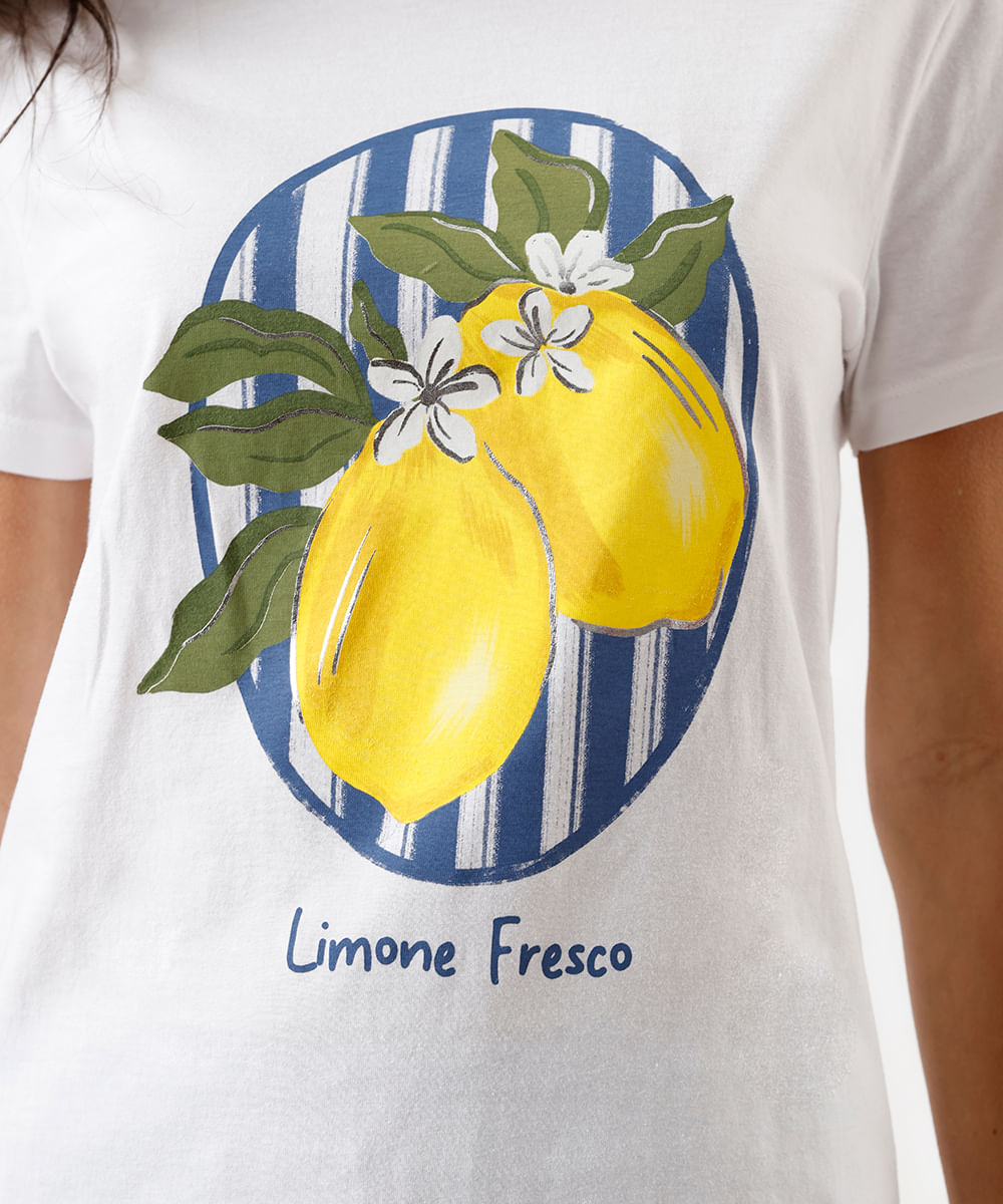 camiseta feminina de algodão estampada off white