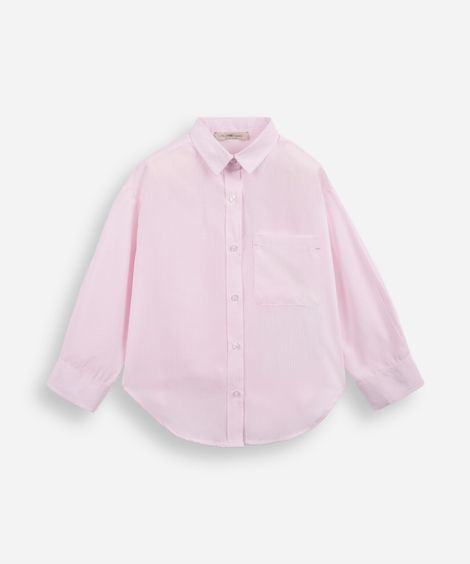 camisa infantil com algodão manga longa listrada rosa