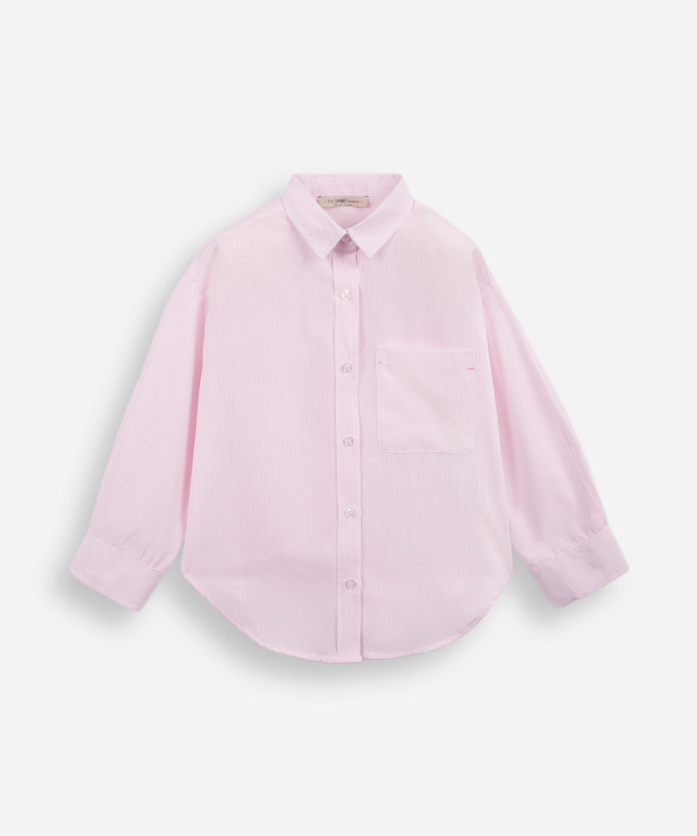 camisa infantil com algodão manga longa listrada rosa