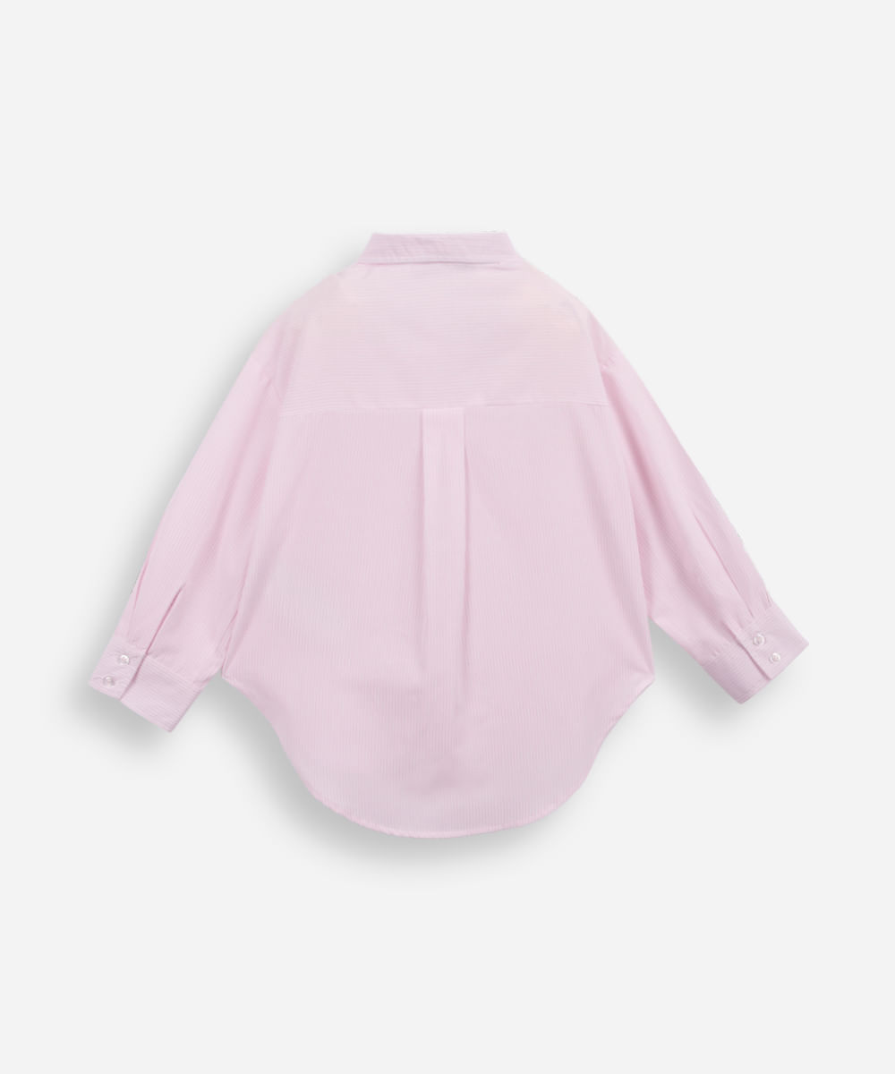 camisa infantil com algodão manga longa listrada rosa