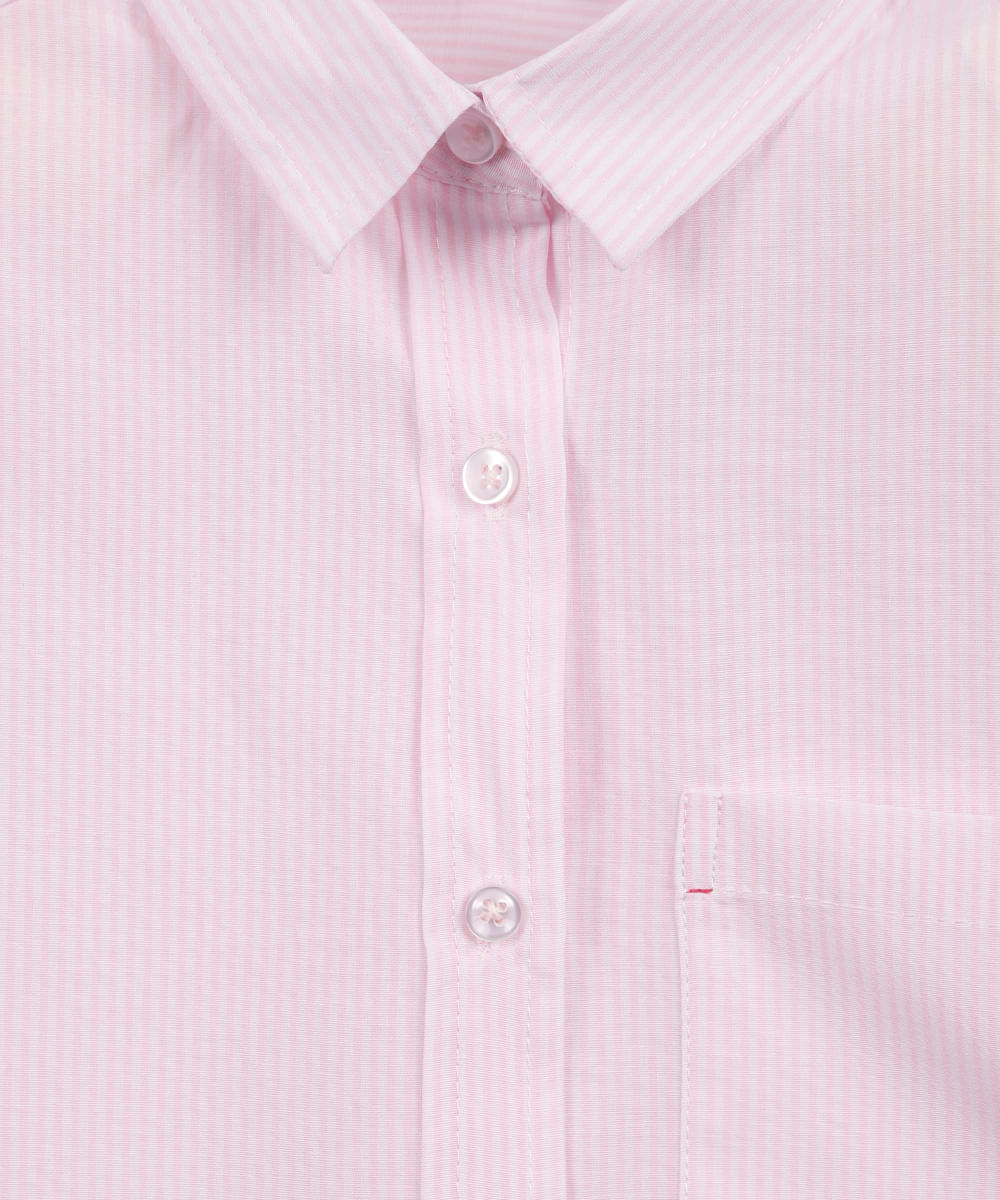 camisa infantil com algodão manga longa listrada rosa