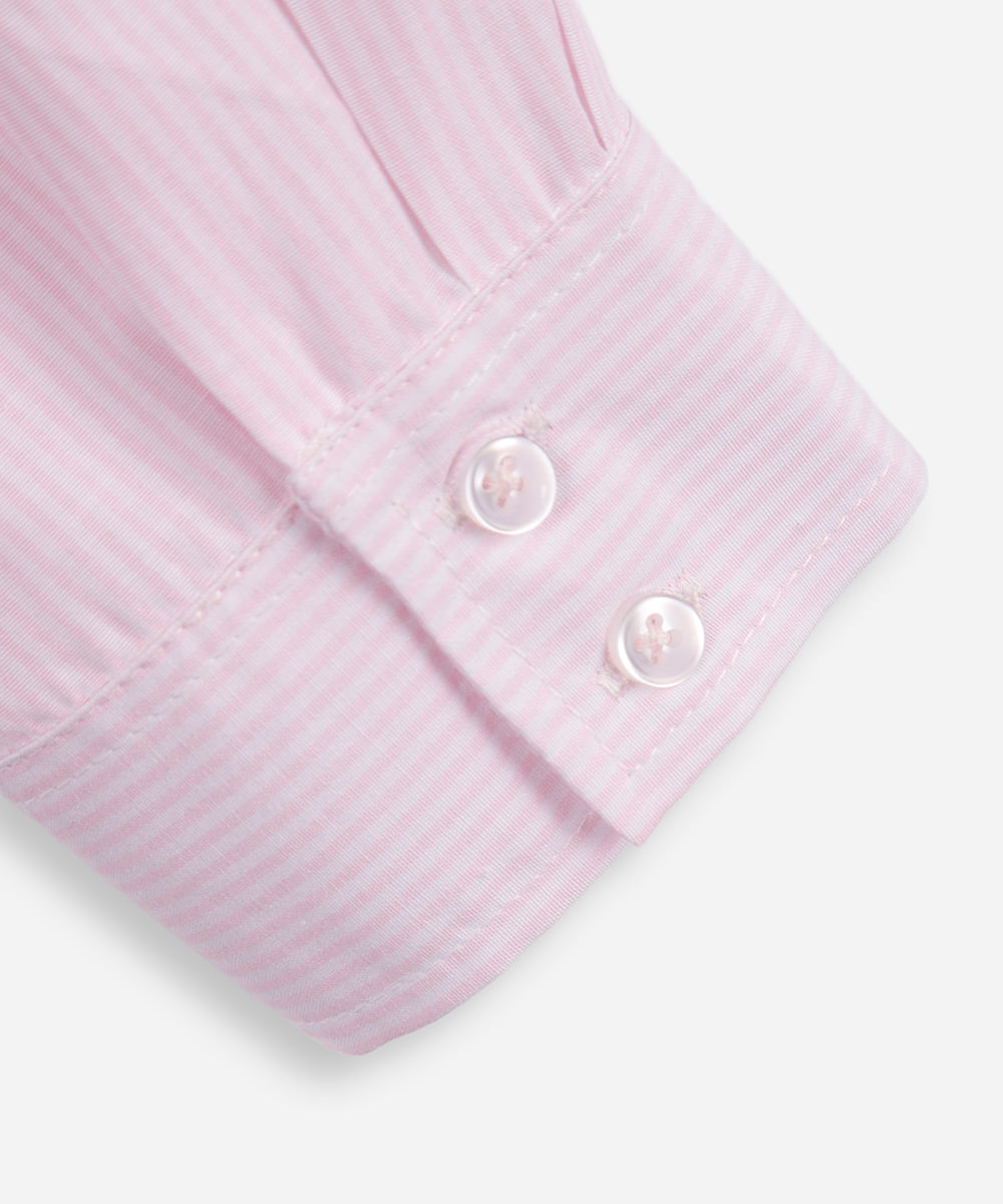 camisa infantil com algodão manga longa listrada rosa