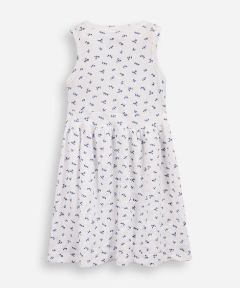 vestido infantil de algodão com laço floral texturizado colorido