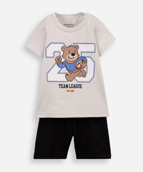 conjunto infantil curto tigre cinza
