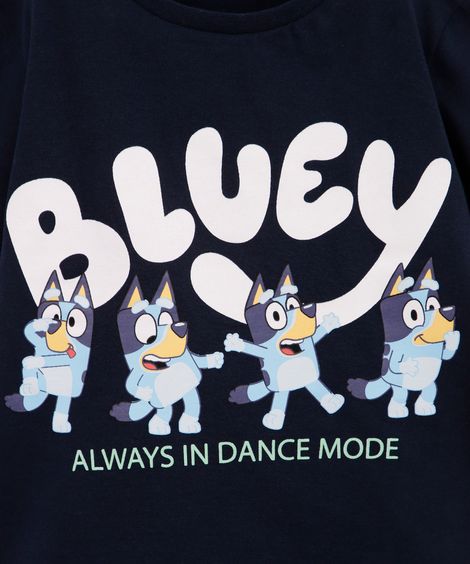 camiseta infantil de algodão bluey dance azul