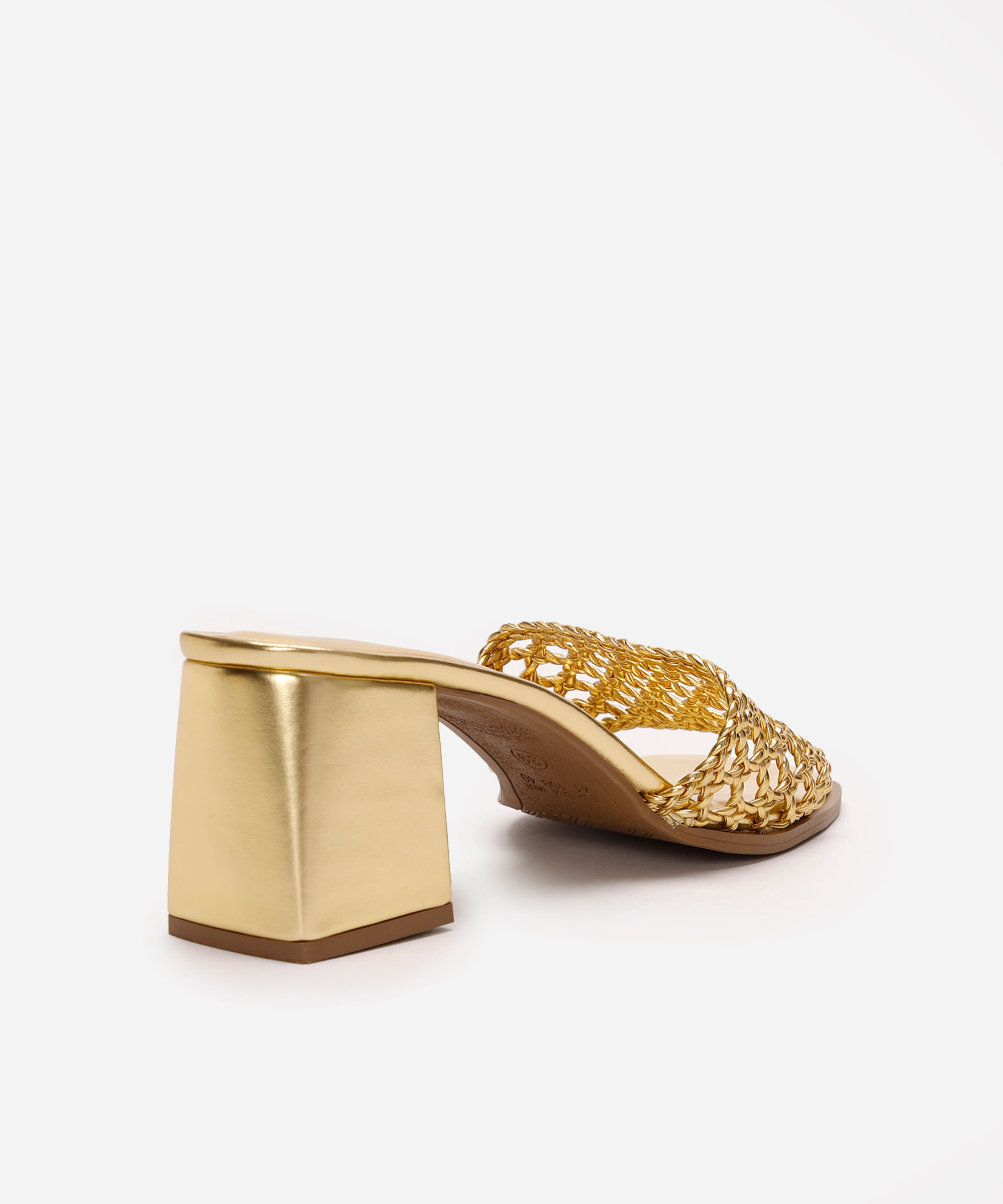 tamanco bico quadrado metalizado oneself dourado