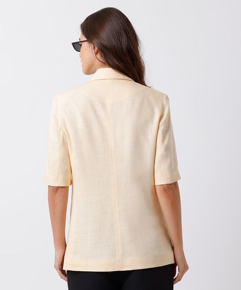 blazer feminino de alfataria com linho mindset amarelo