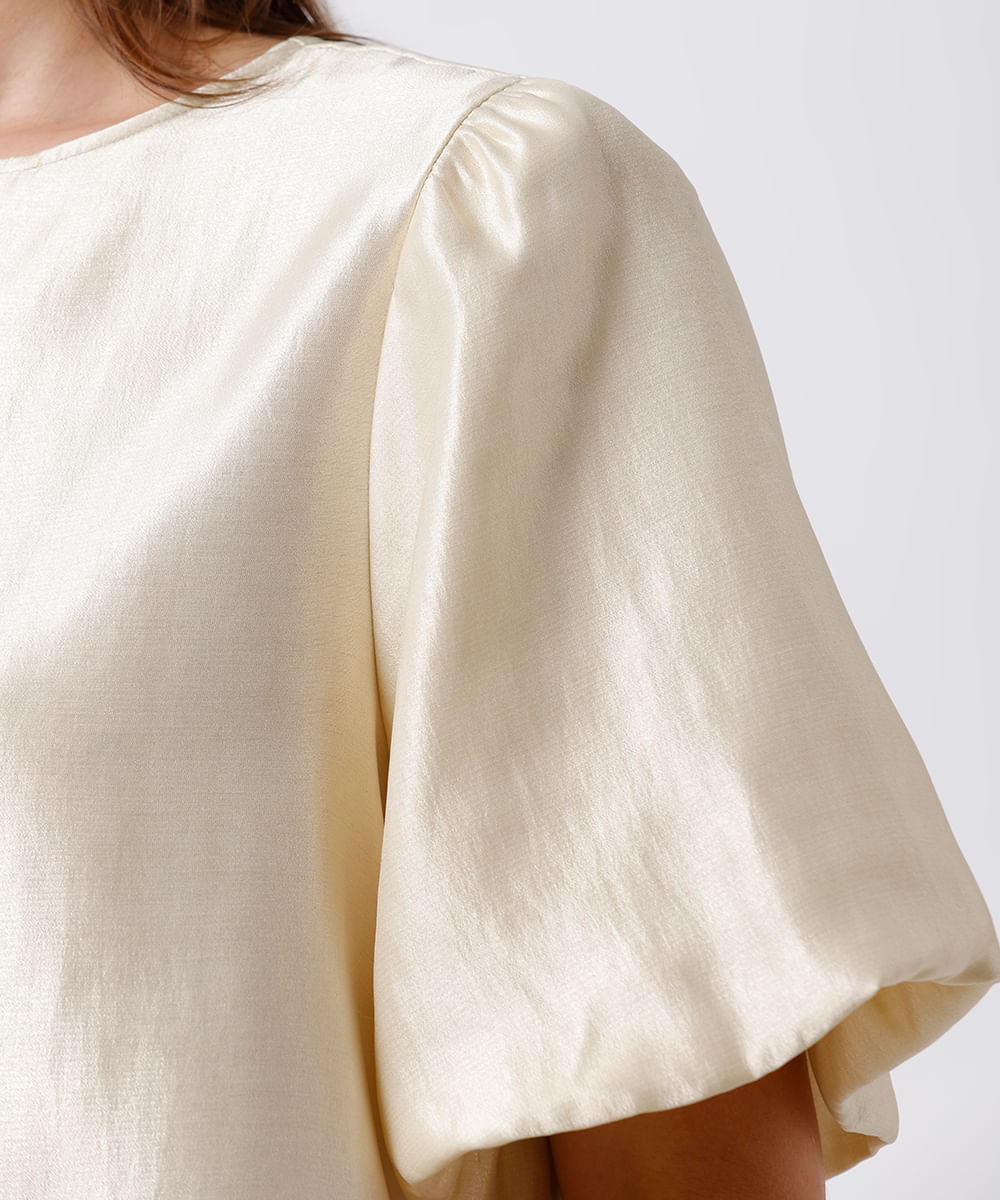 blusa feminina manga bufante acetinada mindset off white