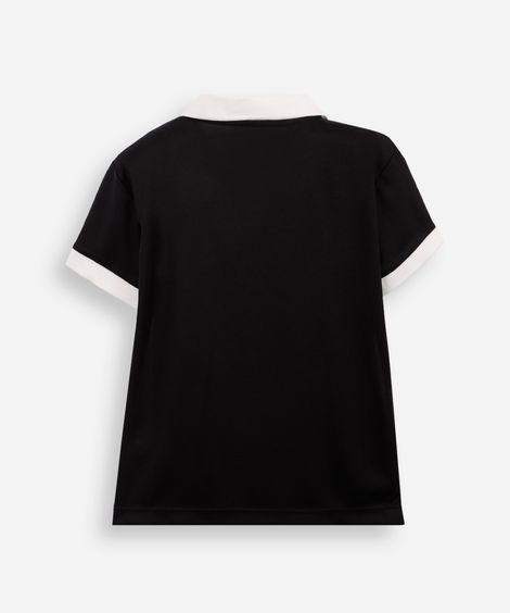 polo infantil com recorte new york texturizada preta