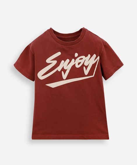 camiseta infantil de algodão enjoy vermelha