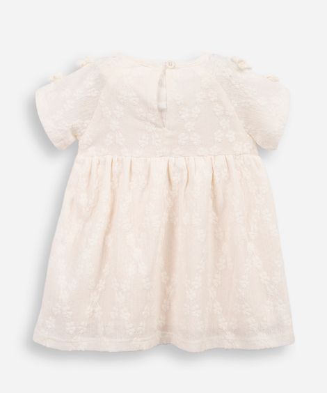 vestido infantil lacinhos na manga off white