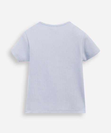 blusa infantil de algodão com laços canelada - azul claro