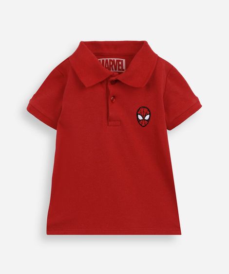 polo infantil de algodão bordado homem aranha vermelha