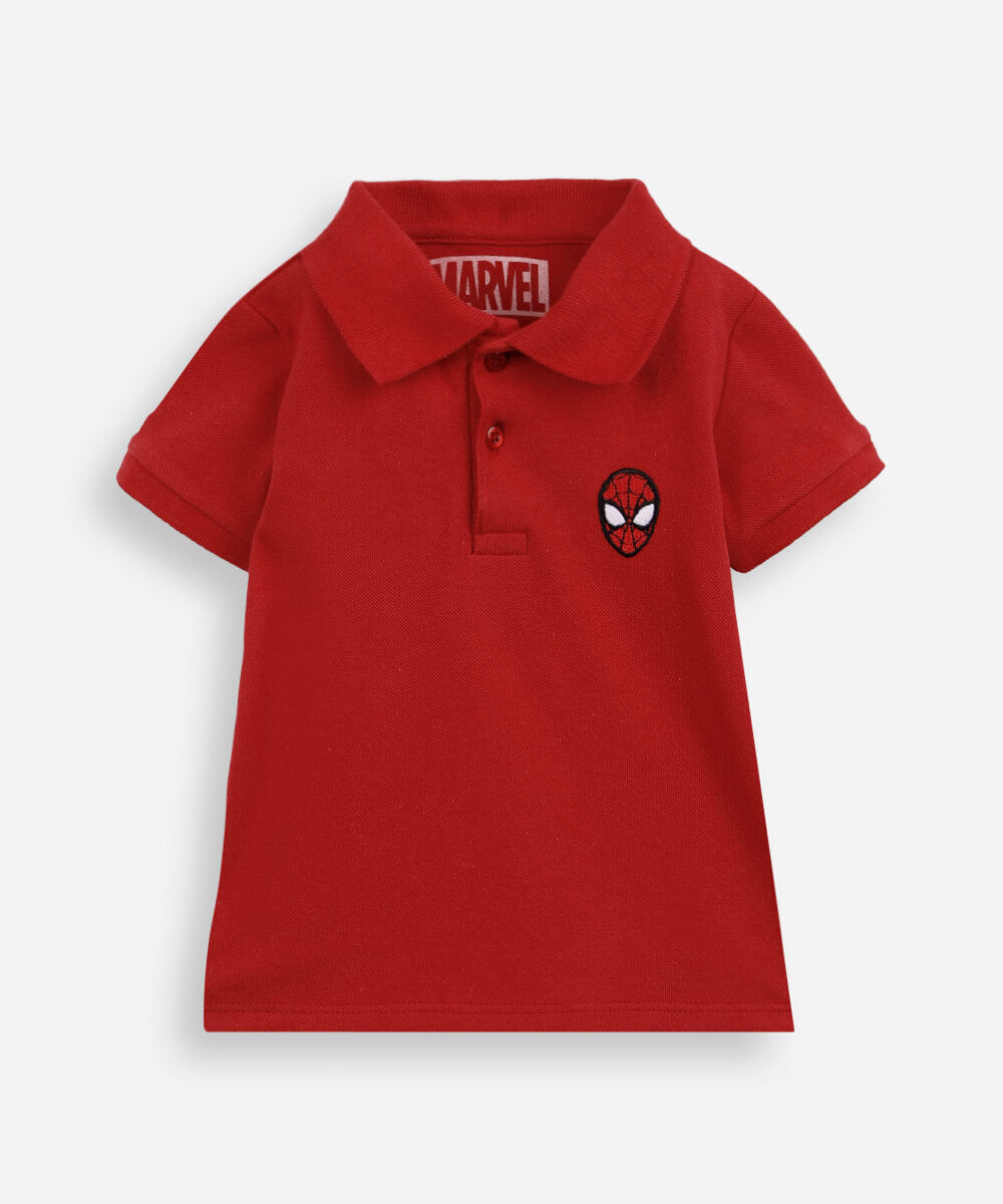 polo infantil de algodão bordado homem aranha vermelha