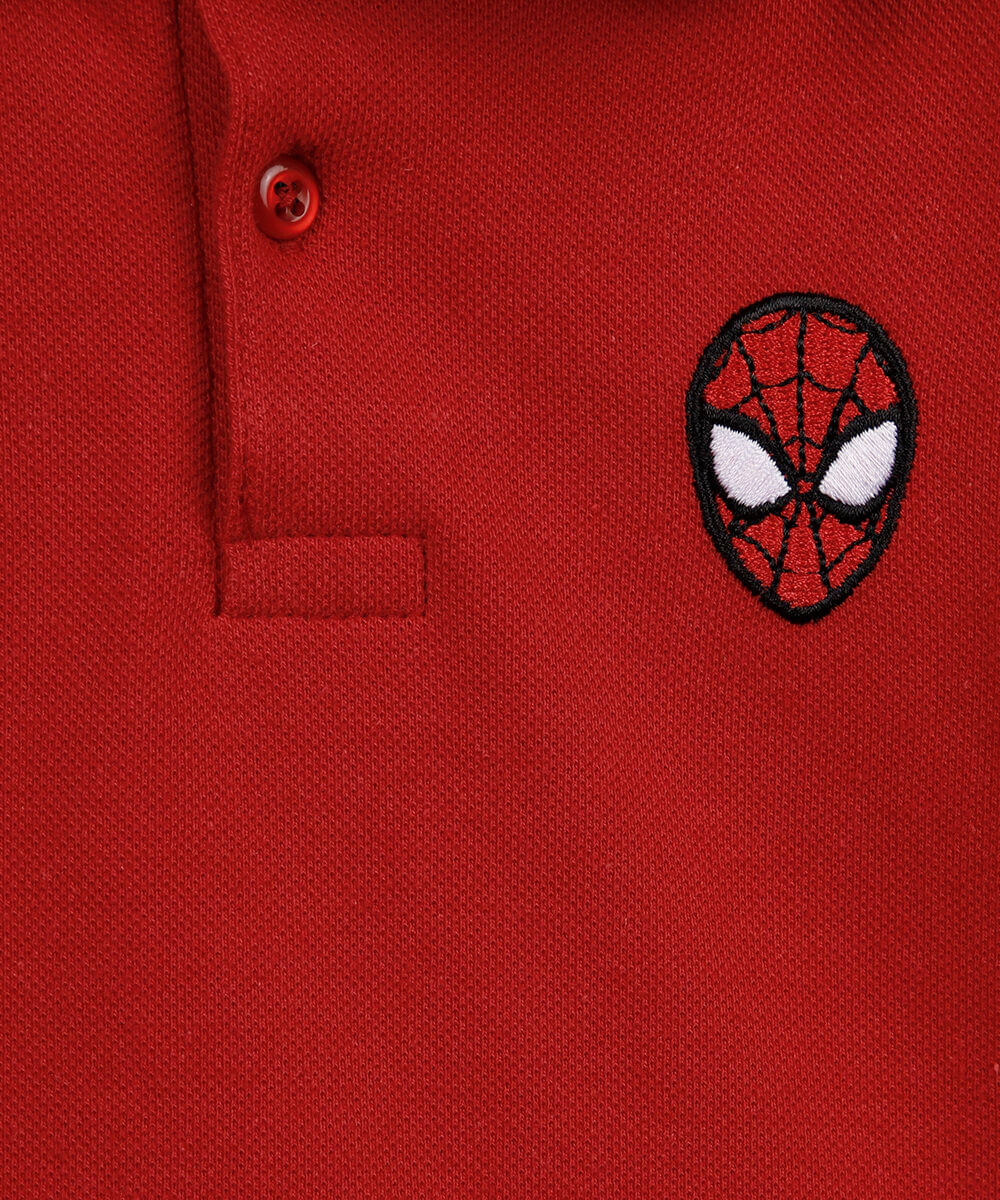 polo infantil de algodão bordado homem aranha vermelha