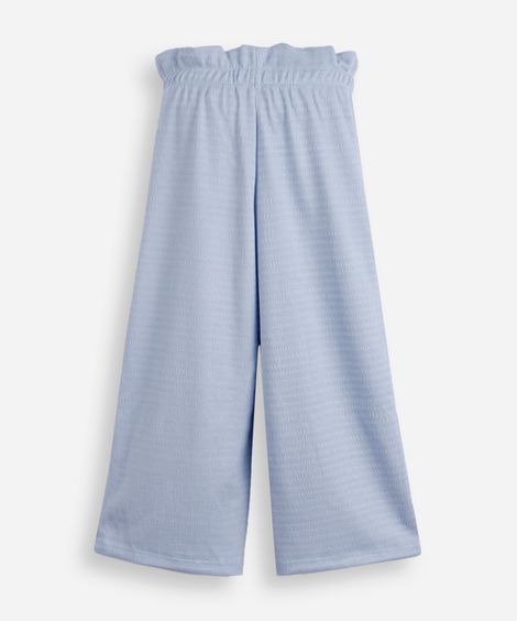 calça reta infantil cós elástico texturizada azul