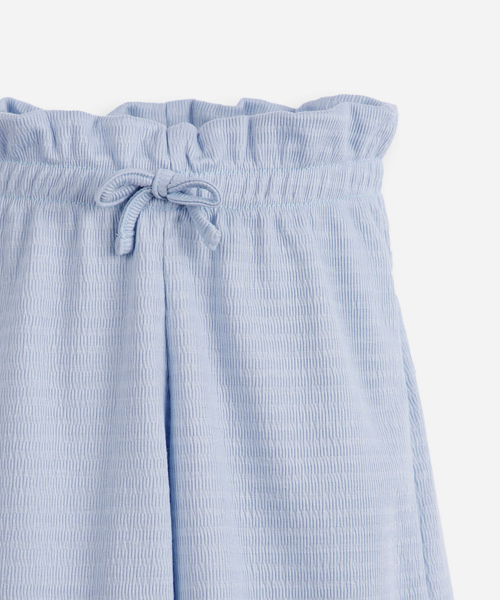 calça reta infantil cós elástico texturizada azul