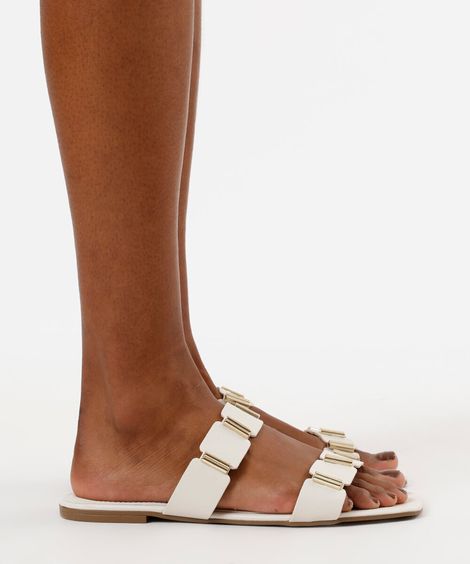 rasteirinha via uno com tira geométrica off white