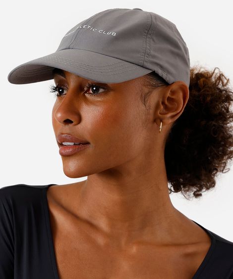 boné aba curva esportivo estampado cinza