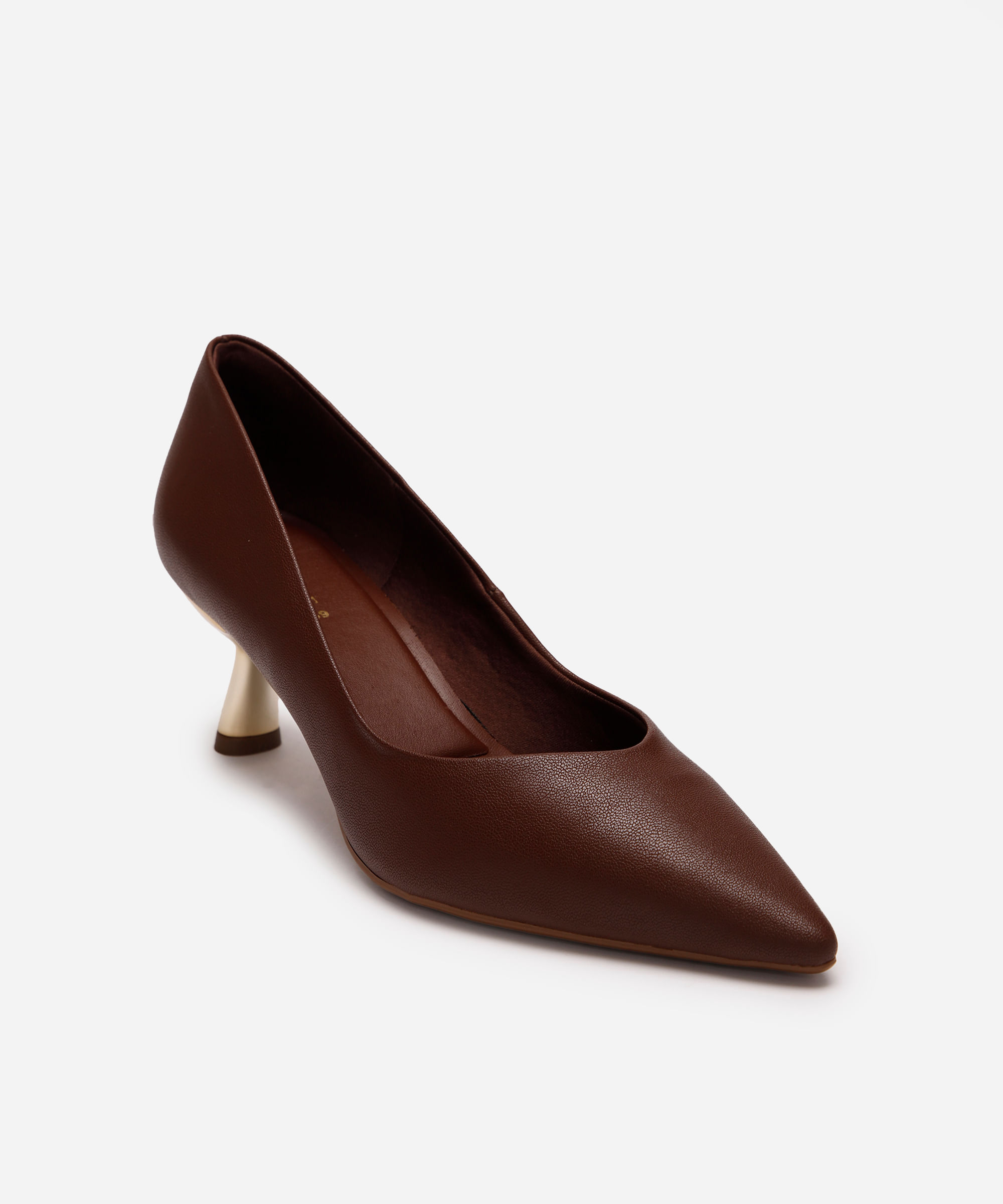 scarpin bico fino salto fino oneself marrom