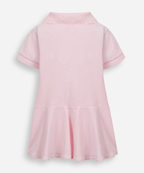 vestido polo infantil de algodão manga curta rosa