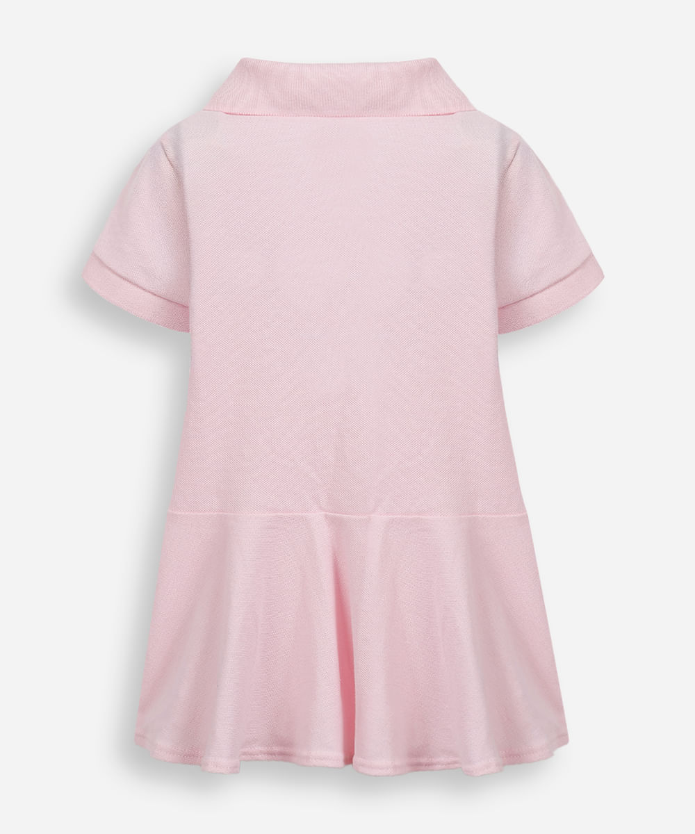 vestido polo infantil de algodão manga curta rosa