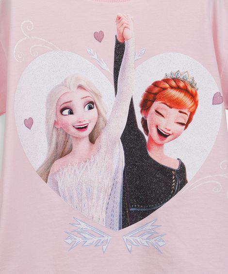 conjunto curto infantil de algodão frozen rosa