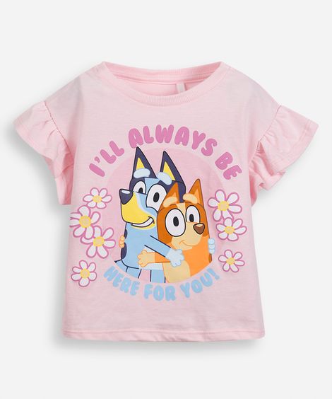 blusa infantil de algodão manga curta bluey rosa