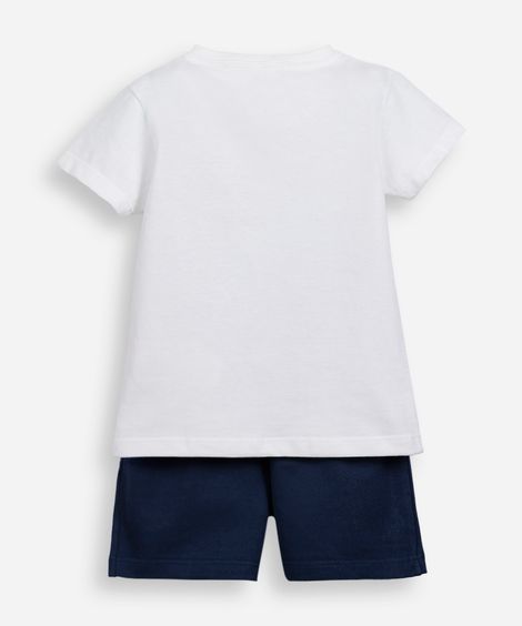 conjunto curto infantil de algodão estampado off white