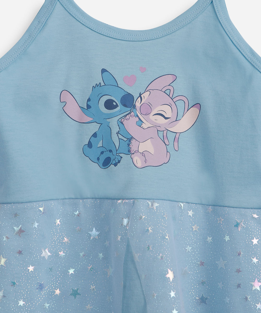 camisola infantil de algodão e tule stitch azul